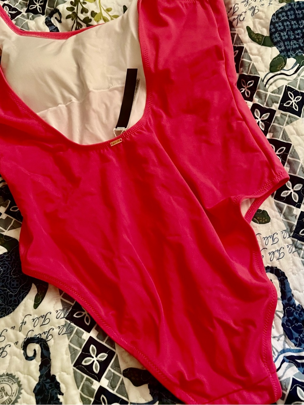 PINK Victoria's Secret Bright Pink Scoop-Front Swim Bodysuit